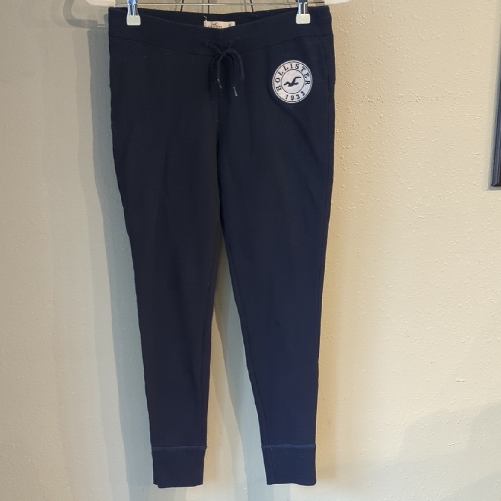 Hollister Y2K Pants Navy Blue Stretch Embroidered Logo Patch Medium